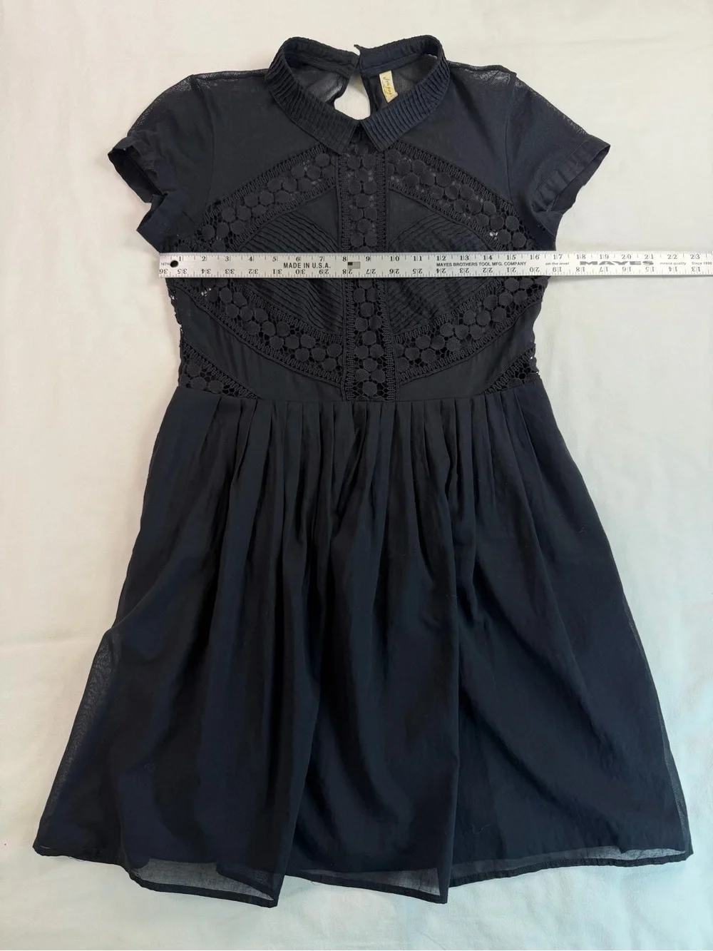 Free People Black Lace Cap Sleeve Whimsigoth Mini Dress Size 12 - Picture 10 of 14